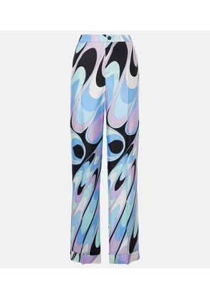 Pucci Printed silk twill wide-leg pants