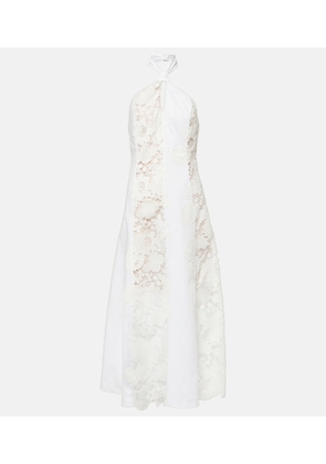 Oscar de la Renta Halterneck cotton lace midi dress