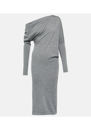Tom Ford Off-shoulder cashmere and silk midi dress