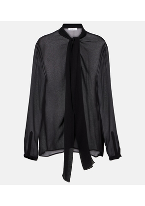 Alaia Tie-neck georgette blouse