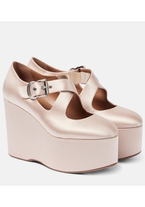 Alaia 110 satin platform wedges