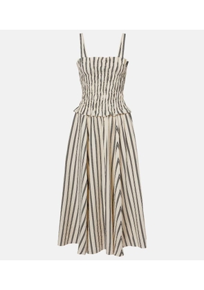 Polo Ralph Lauren Shirred striped silk-blend midi dress