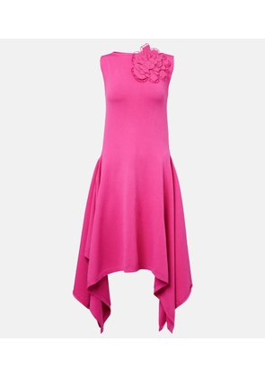 Oscar de la Renta Floral-applique asymmetric cocktail dress