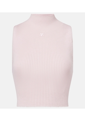 Courreges Ribbed cotton and wool tank top