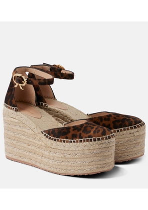 Gianvito Rossi Leopard-print suede espadrille wedges