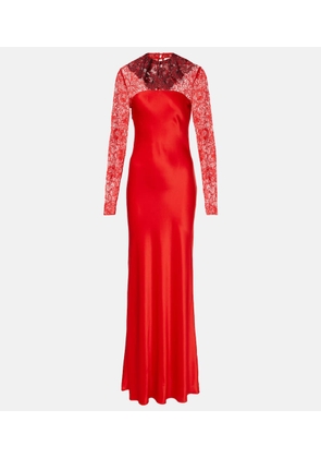 Rodarte Lace-trimmed silk-blend satin gown