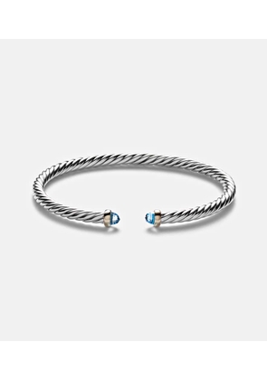 David Yurman Cable Flex sterling silver and 14kt gold cuff bracelet with topazes