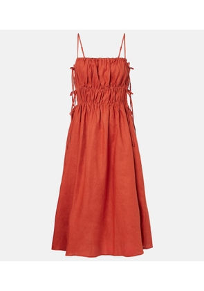Asceno Eze ruched linen midi dress