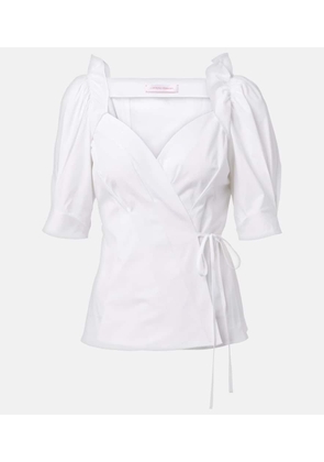 Carolina Herrera Cotton-blend wrap top