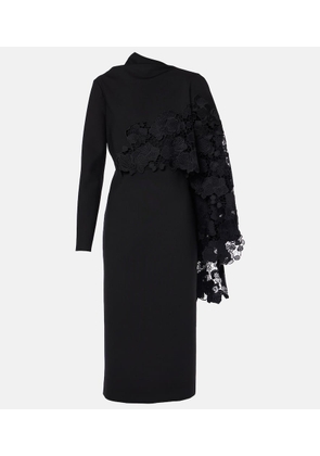 Oscar de la Renta Floral guipure wool midi dress