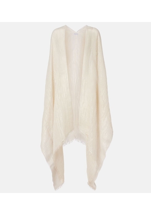 Brunello Cucinelli Fringed linen-blend cape