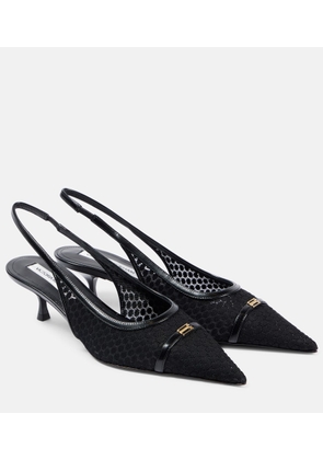 Victoria Beckham Leather-trimmed mesh slingback pumps