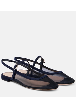 Gianvito Rossi Leather-trimmed organza ballet flats