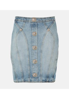 Balmain High-rise denim miniskirt