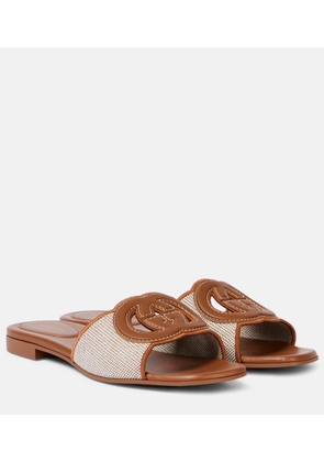 Gucci Interlocking G leather-trimmed slides
