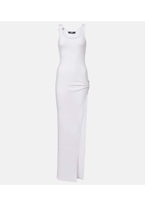 Versace Safety Pin draped cotton-blend maxi dress