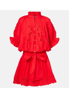 Juliet Dunn Broderie anglaise cotton poplin minidress