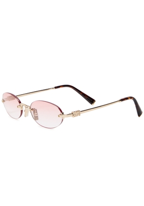 Miu Miu Narrow Oval-frame Sunglasses - Gold - One Size