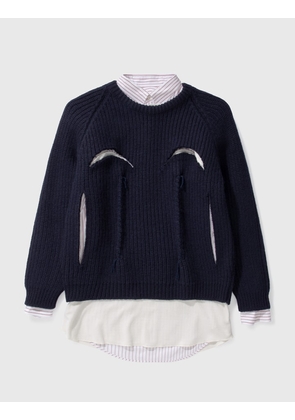 Twill Pinstripe Shirt Sweater
