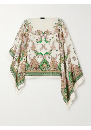 Etro - Draped Paisley-print Silk-twill Blouse - White - One size