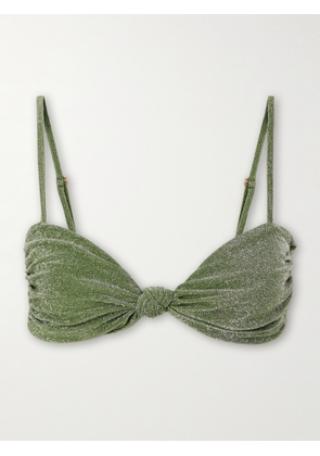 Johanna Ortiz - Heliconia Twist-front Metallic Recycled Bikini Top - Green - x small,small,medium,large,x large