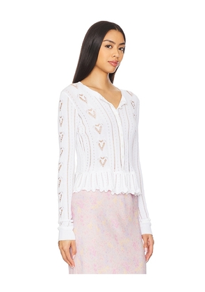 LoveShackFancy Thalia Cardigan in White. Size L. Also in M, S, XS.