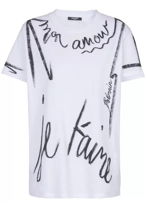Balmain 'Je T'Aime'-print short-sleeve T-shirt - White