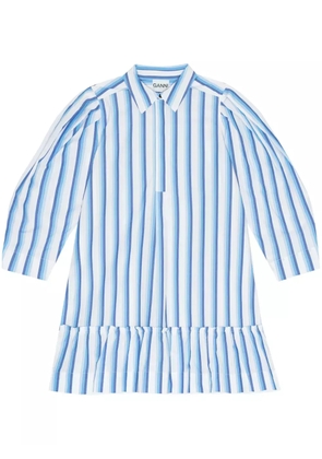 GANNI striped organic cotton shirtdress - White
