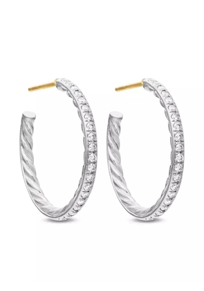 David Yurman sterling silver pavé diamond hoop earrings (25.4mm)