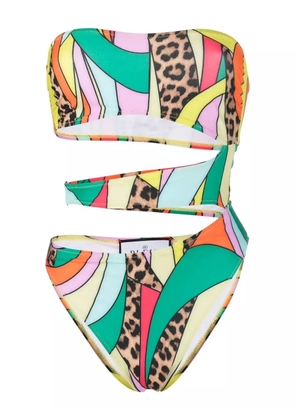 Philipp Plein rainbow patchwork-print monokini - Green