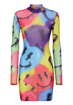 Philipp Plein LS Smile logo-print minidress - Purple