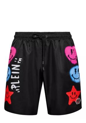 Philipp Plein graphic-print swim shorts - Black