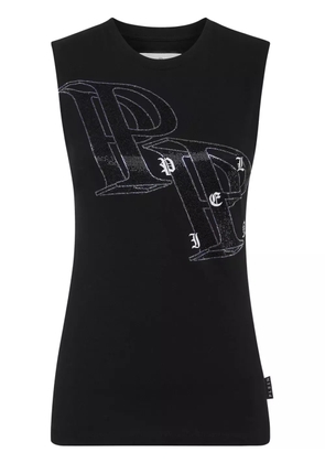 Philipp Plein crystal-embellished logo-print tank top - Black