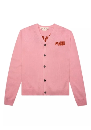 Marni embroidered logo cardigan - Pink