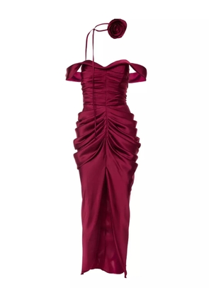 Ana Radu rose-embellished draped dress - Red
