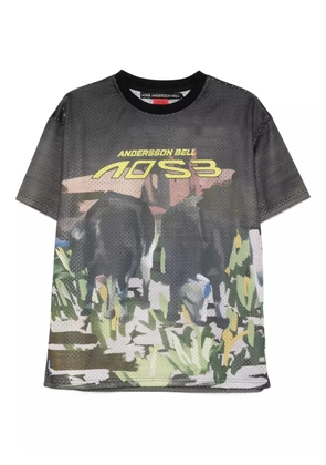 Andersson Bell cow-print mesh T-shirt - Green