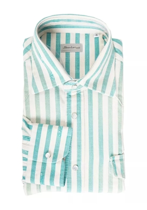SARTORIO NAPOLI jumbo pinstripe snap-button shirt - Green