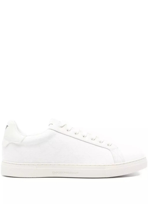 Emporio Armani leather-panelled lace-up sneakers - White