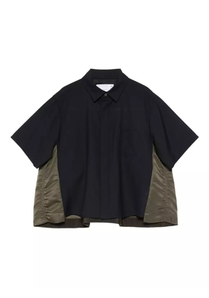 sacai panelled short-sleeve shirt - Blue