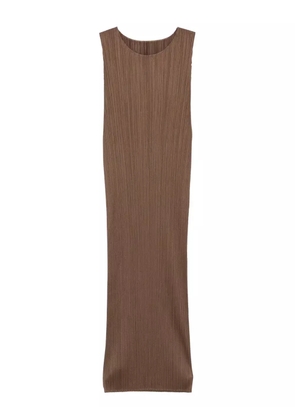 Pleats Please Issey Miyake pleated midi dress - Brown