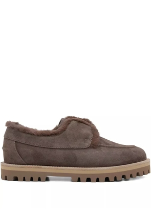 Le Silla Yacht shearling-trimmed suede loafers - Brown