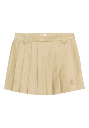 Moncler pleated logo mini skirt - Neutrals
