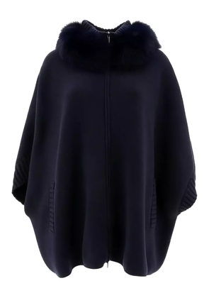 GIOVI fur-trimmed zip-front cape - Blue