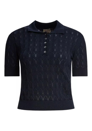 RAKKI knitted polo top - Blue