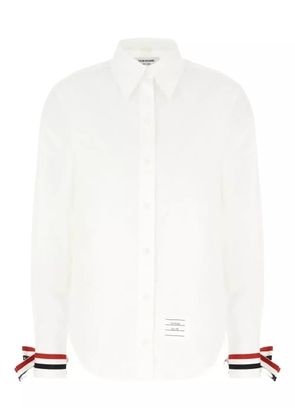 Thom Browne ribbon-cuff cotton shirt - White