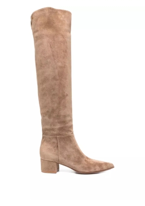 Gianvito Rossi 40mm leather pointed-toe knee-high boots - Neutrals