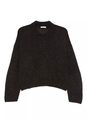 Haikure button-placket sweater - Brown