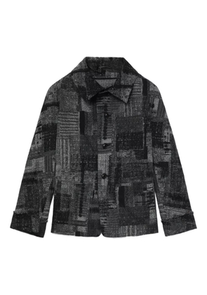 Y's abstract-print button jacket - Black