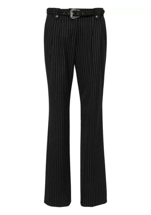 Versace Jeans Couture pinstriped logo-engraved straight trousers - Black