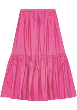 GANNI ruffled organic-cotton midi skirt - Pink